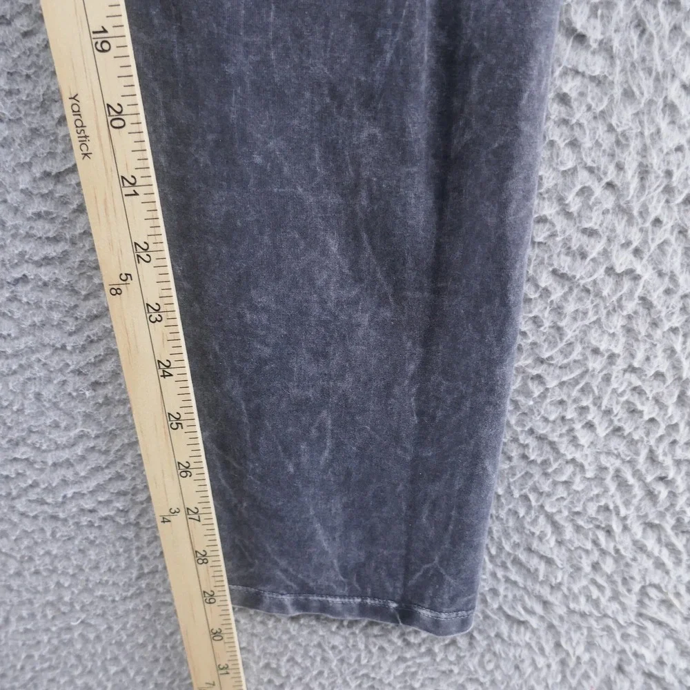 TParty Women Charcoal Mineral Wash Fold Over Waistband Yoga Leggings Size L